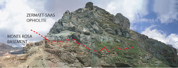 Contact between Monte Rosa Basement and Zermatt-Saas ophiolite