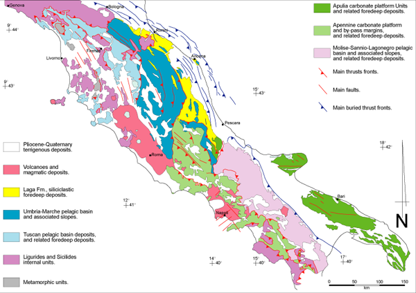 Geological sketch map of the Apennines