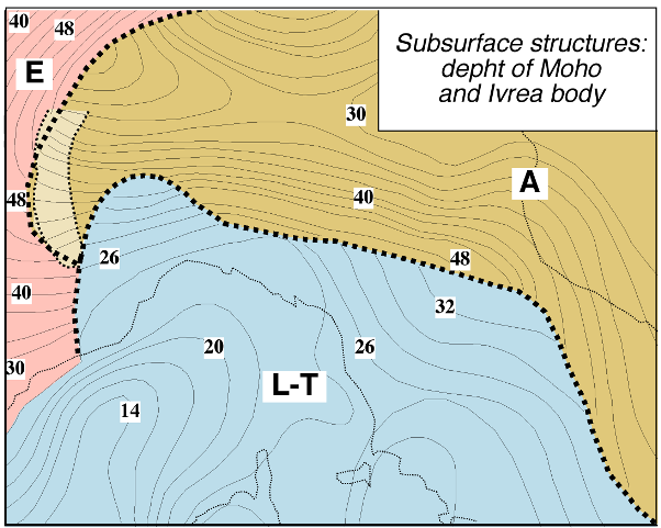 Map of crust-mantle configuration of the Western Alps/Northern Apennine junction area.