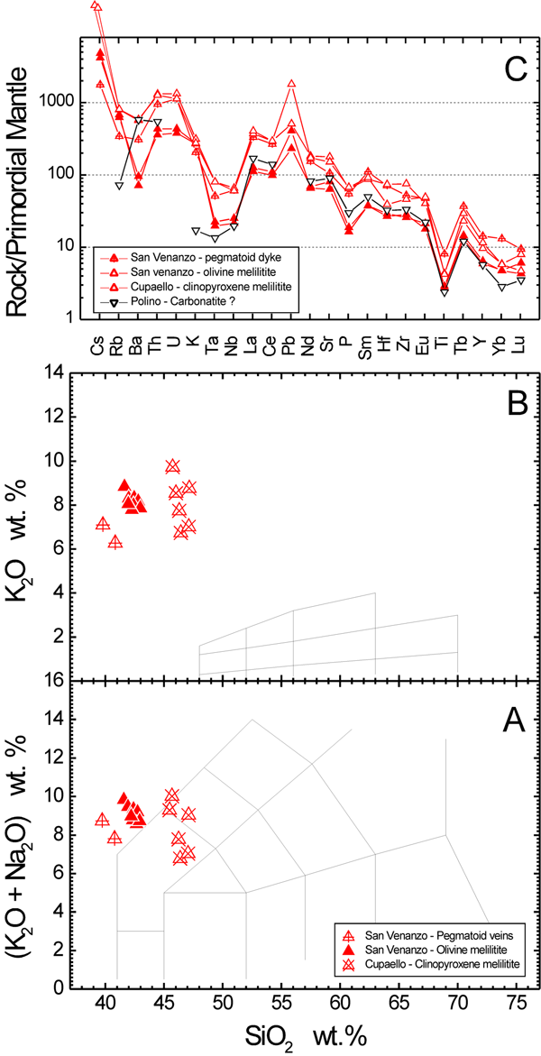 Classification and incompatible trace element characteristics of Pleistocene volcanic rocks from Umbrian monogenetic volcanoes.
