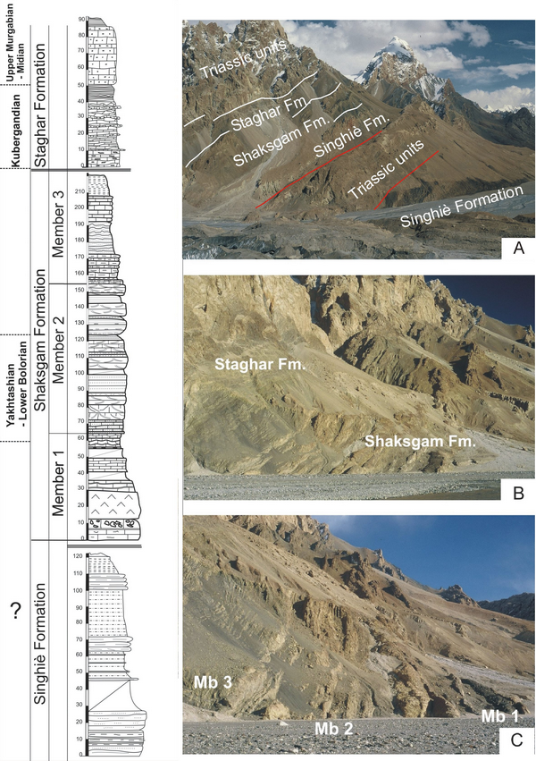 Composite log of the Permian at the Urdok Doors sections