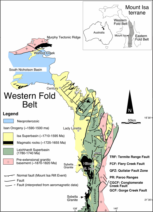 Map of western Mount Isa terrane