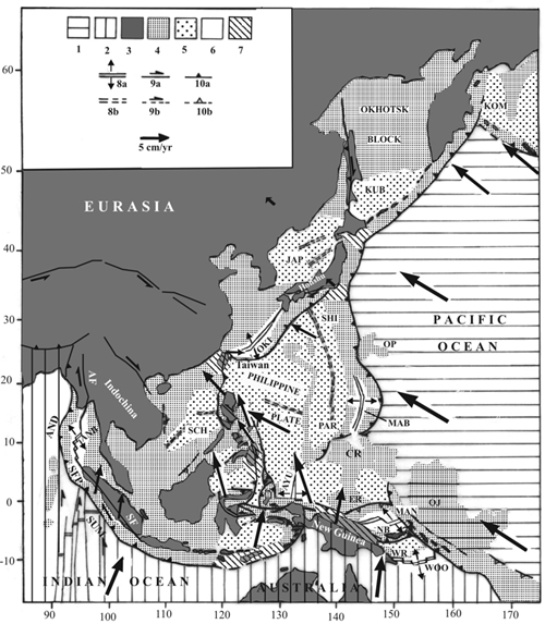Tectonics and kinematics in the western Pacific region