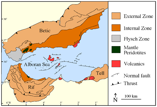 Alboran Sea and the Rif-Betic cordillera