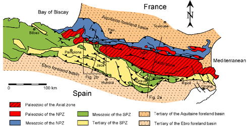 Location map of the Pyrenees