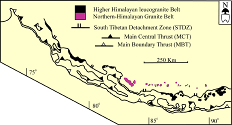 North Himalayan and Higher Himalayan granitoid belts