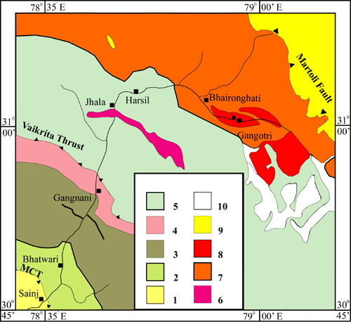 Geological map of the Higher Himalayan Crystalline