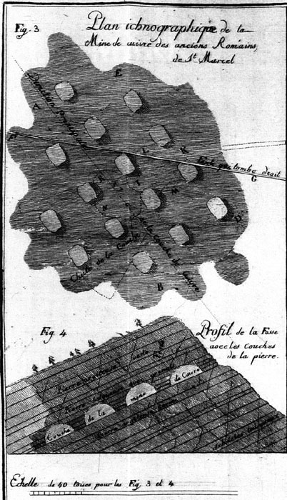 Map and section of Servette mine