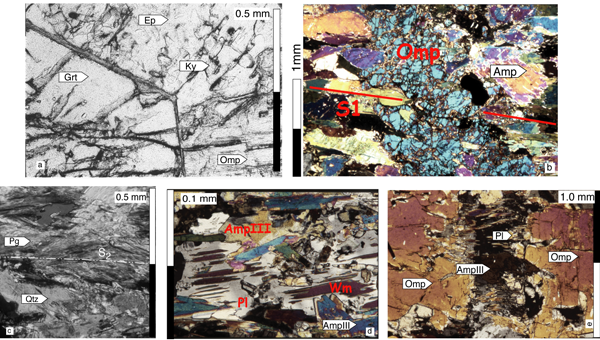 Microstructural relationships within eclogites