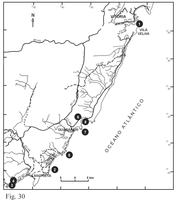 Location map of selected Outcrops for the field trip along the coast.