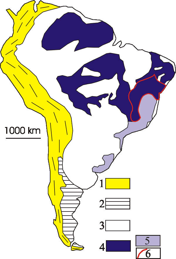 Tectonic map of South America