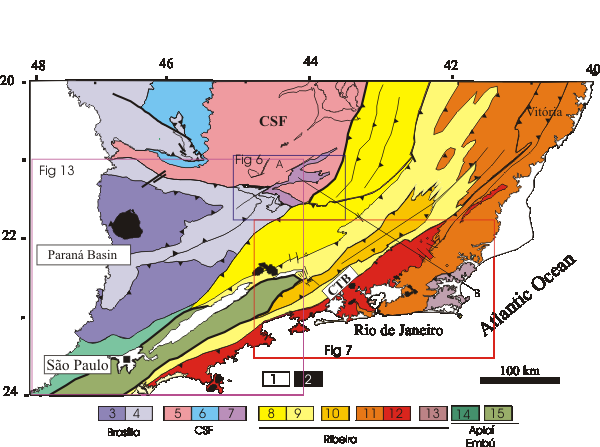 Tectonic map of the central segment