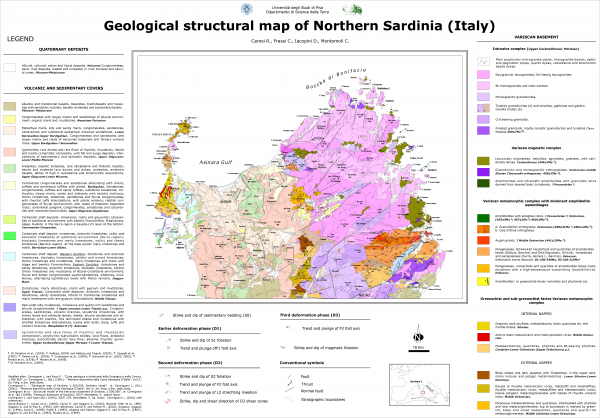 Geological structural map of the Variscan basement in northern Sardinia