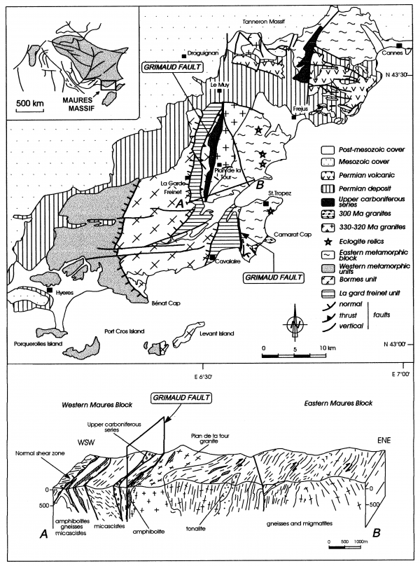 Geological sketch map of the Maures Massif