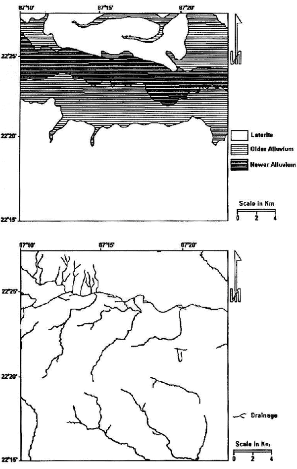 Thematic map of geology and drainage pattern