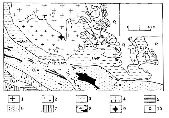 Geological sketch map of the graphite ore-field in Sujiquan