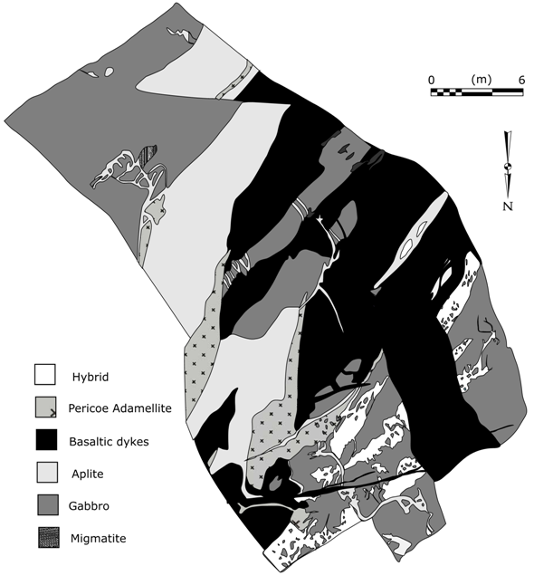 Map of rock-type relations at the top of the WWGC