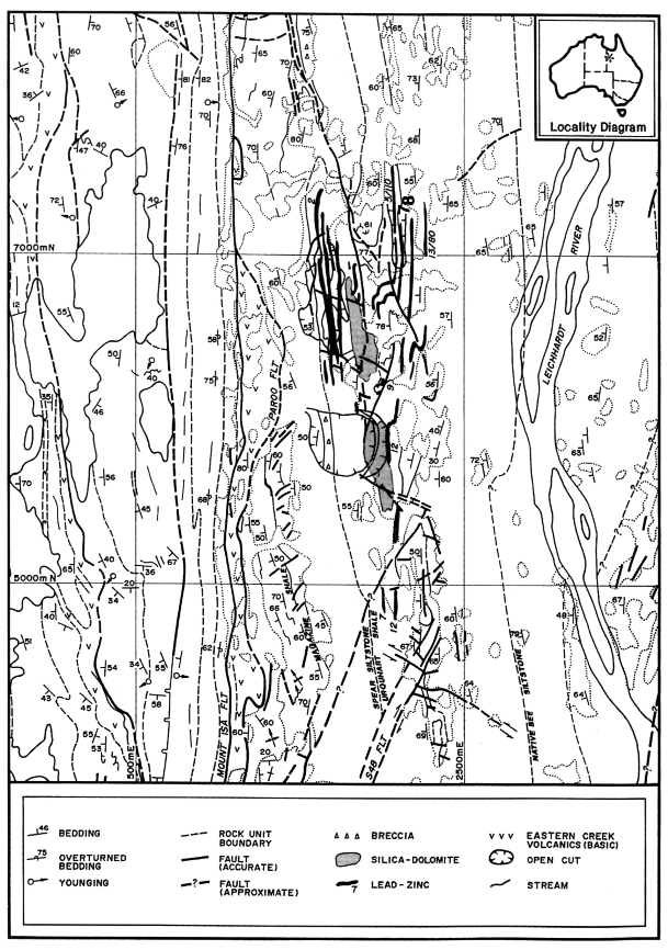 Surface map of the mine area.