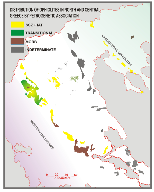 Geochemical variation among ophiolites and ophiolitic fragments in north-central Greece.