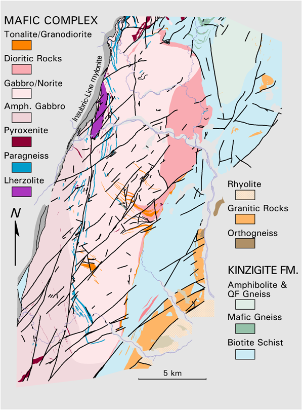 Geologic map of the Mafic Complex