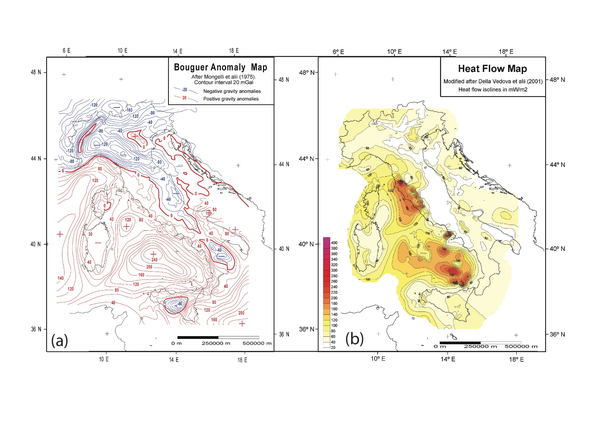 Bouguer anomalies and heat flow density