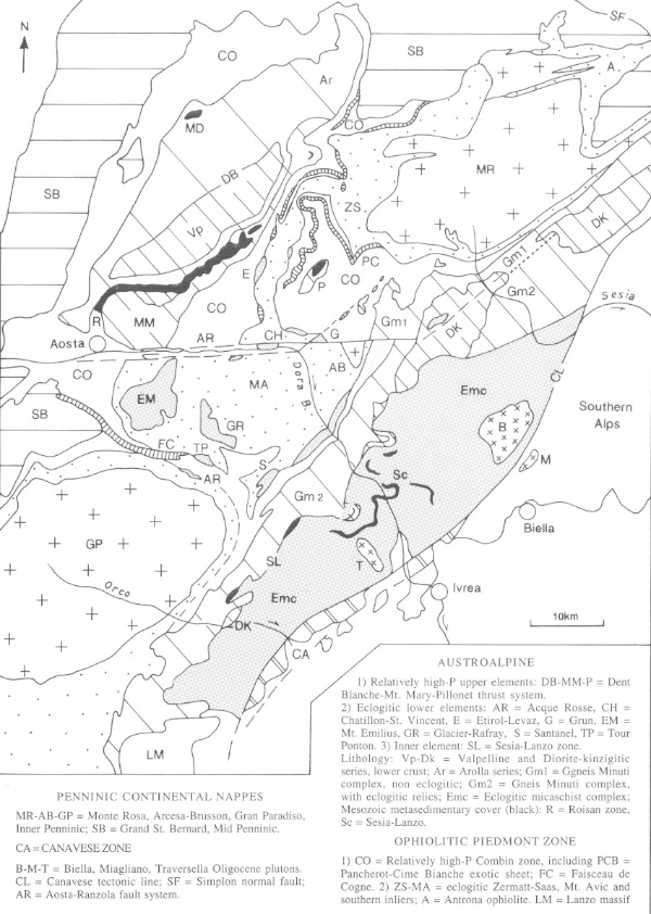 Tectonic map of North-Western Alps.