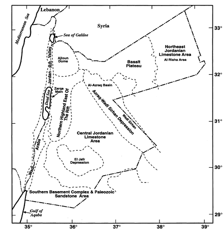 Geologic–physiographic provinces of Jordan.