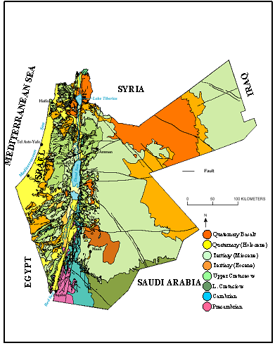 Regional geological map of Jordan