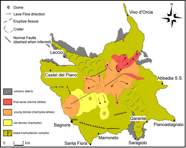 Geological sketch map of the Monte Amiata volcano a hybrid volcanic center transitional between Tuscan and Roman Magmatic provinces