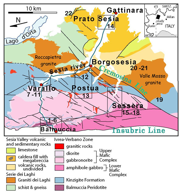Map of the Sesia magmatic system