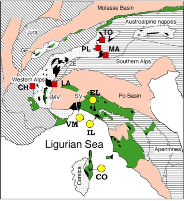 Location of the major ophiolite massifs