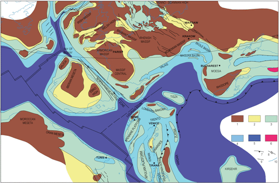 Early Cretaceous paleogeographic map