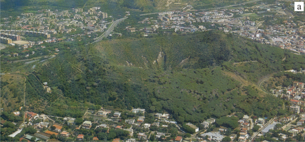 Monte Nuovo cone and town of Lucrino at its feet.