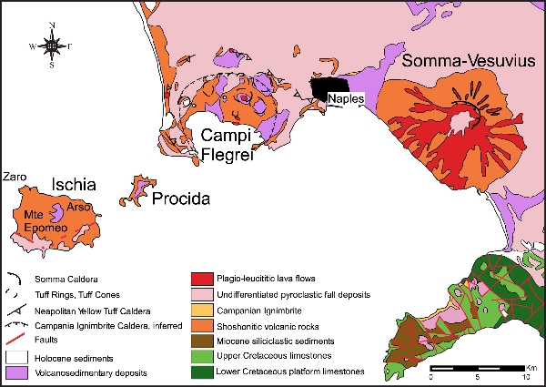 Geological sketch map of the Neapolitan district (Roman Magmatic Province).