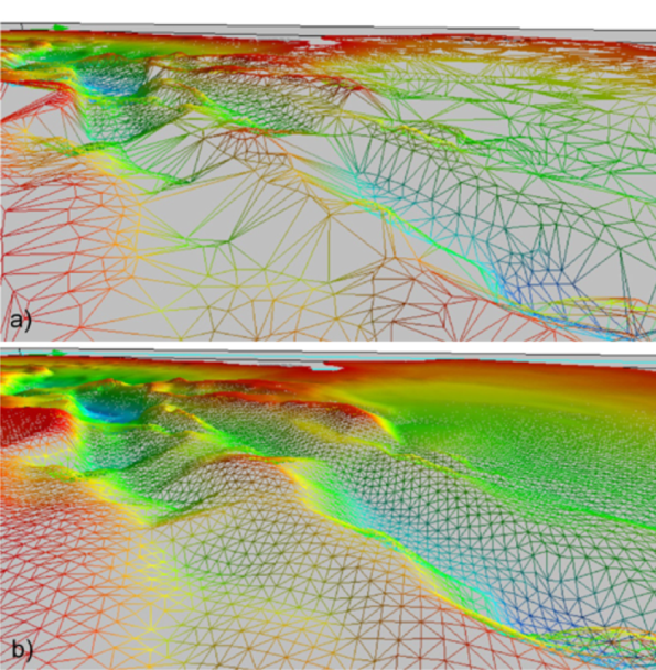 Modeling of the base of Pliocene deposits