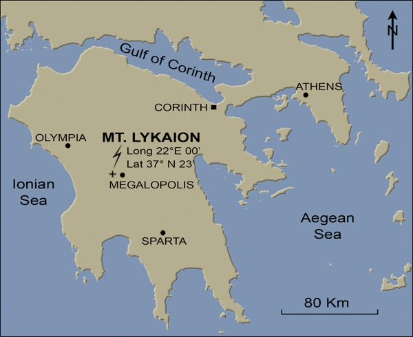 Location map of Mt. Lykaion