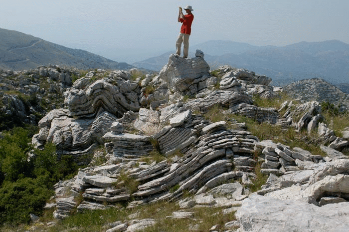 Photographs of folding within Thick White Limestone Beds