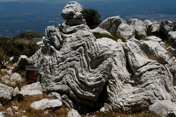 Photographs of folding within Thick White Limestone Beds