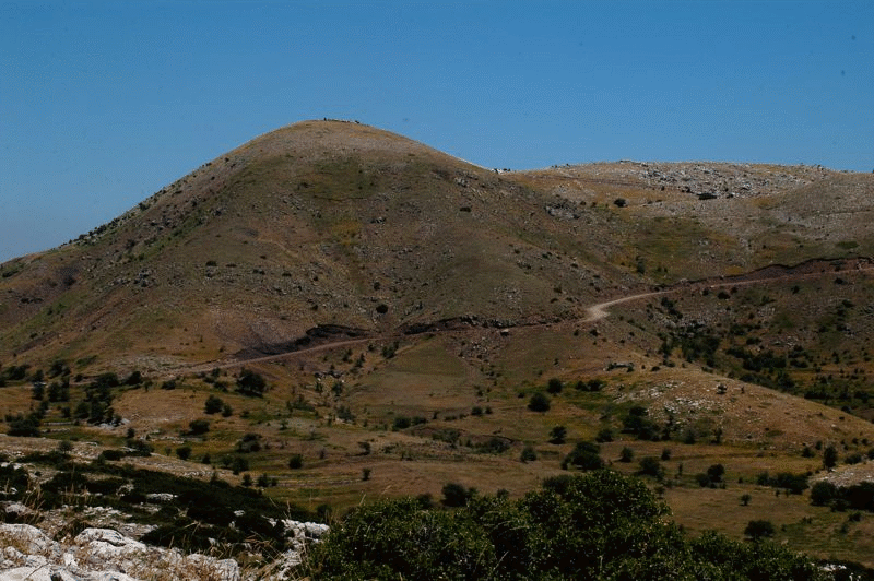 View of Agios Elias and trace of Lykaion thrust fault.