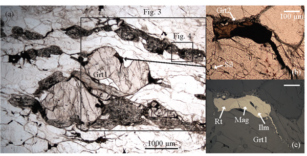 Mesoproterozoic granulite felsic gneiss overprinted at ~550 Ma by high-strain deformation at ~12 kbar.