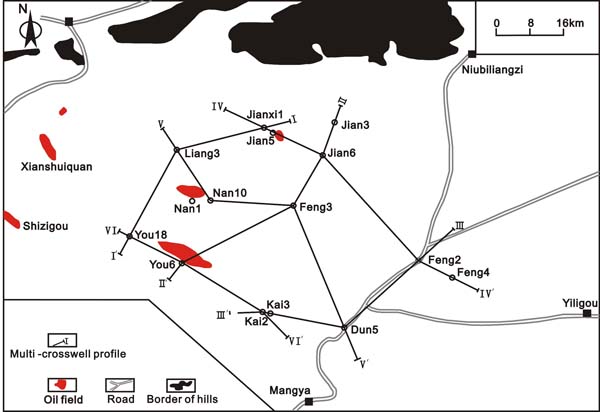 The Location of Multi-Crosswell Profile in the North-West Qaidam Basin