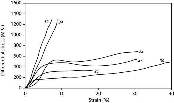 Stress-strain curves of the deformation experiments