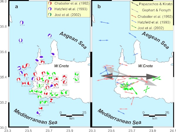 Fault plane solutions and stress-axes from microseismicity in Western Crete