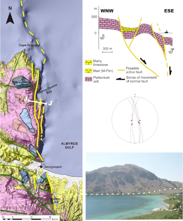 Neotectonic-geological map and geological cross-section of the Drepanokefala - Georgioupoli fault zone