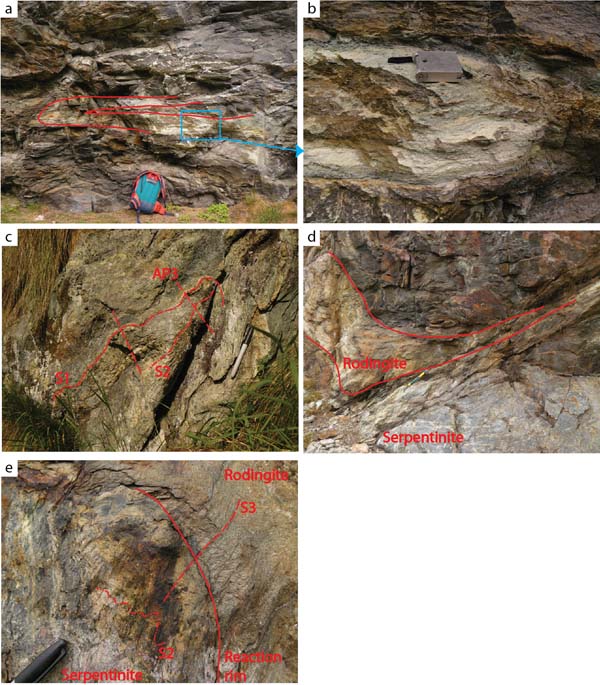 Structures affecting serpentinite and rodingite