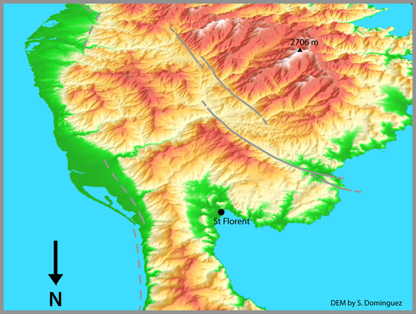 Digital Terrain Model of northern part of Corsica by S. Dominguez.