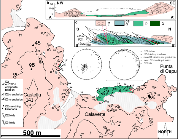 Geological map of the Calaverte bay