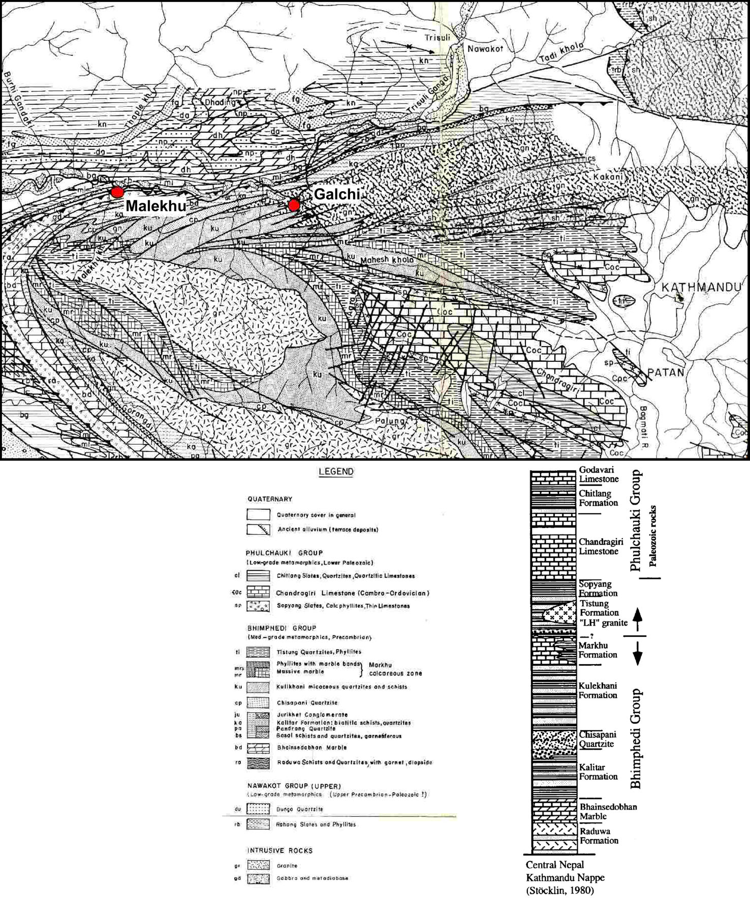 Geological map of the northwestern Kathmandu Nappe