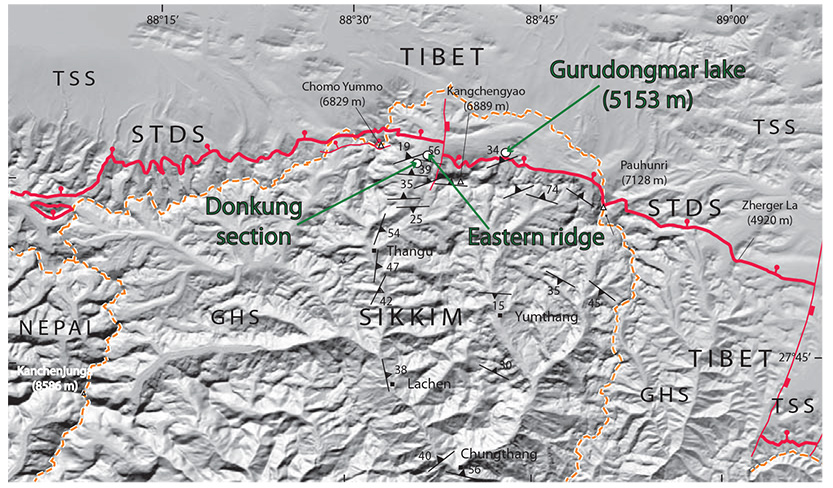 Digital elevation model of northern Sikkim